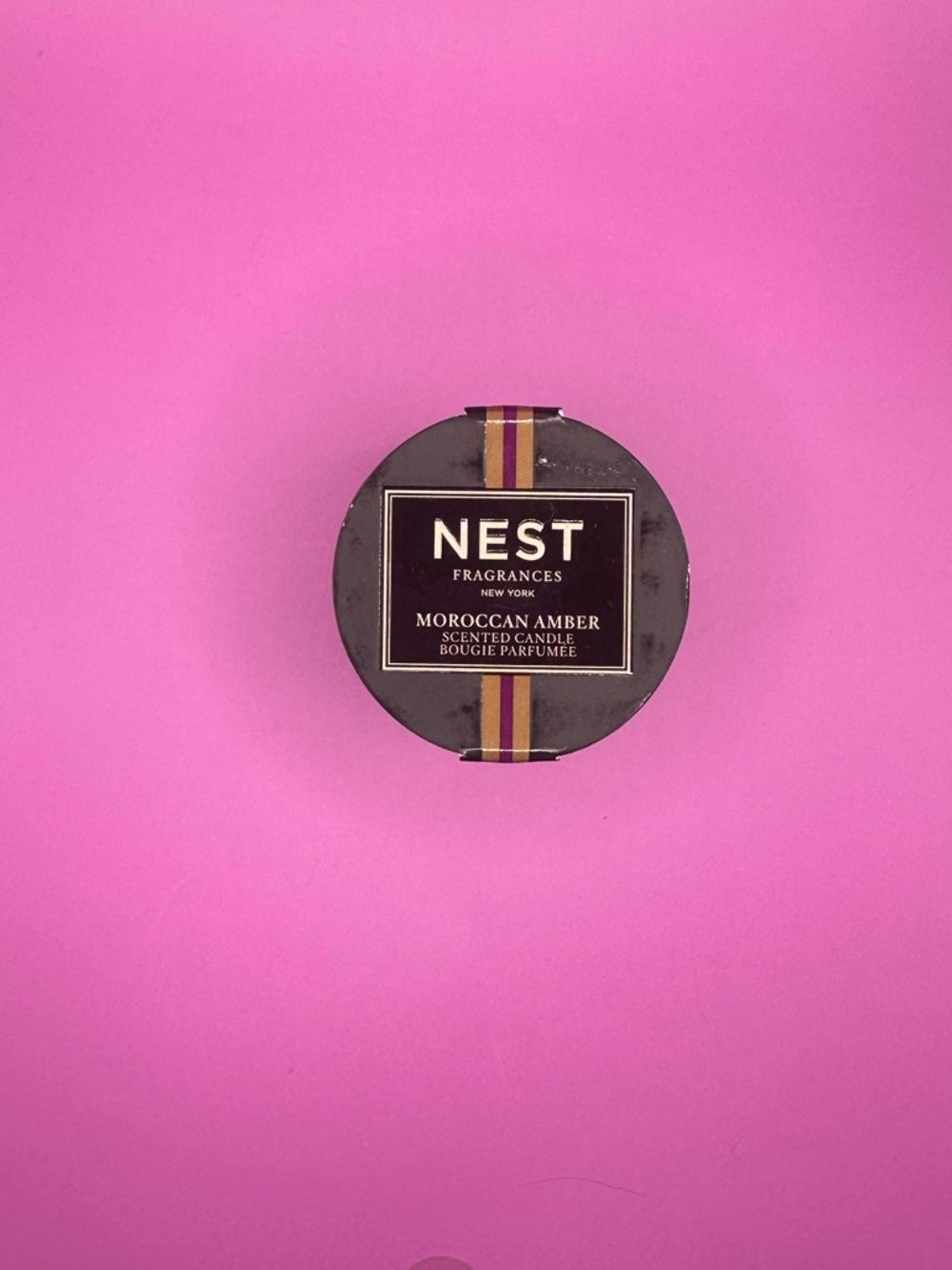 NEST Moroccan Amber Tin Candle Mini - Brown & Gold Accent